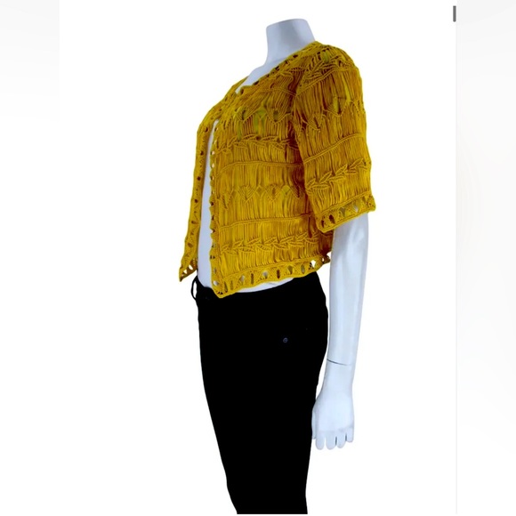 Diane von Furstenberg Yellow Guelda Crochet macrame Bolero. - Picture 3 of 5